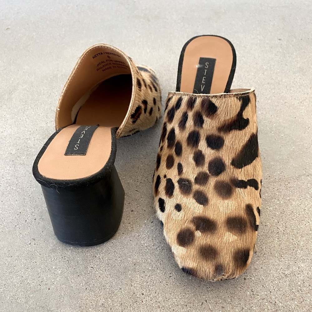 Steve Madden heeled leopard mules